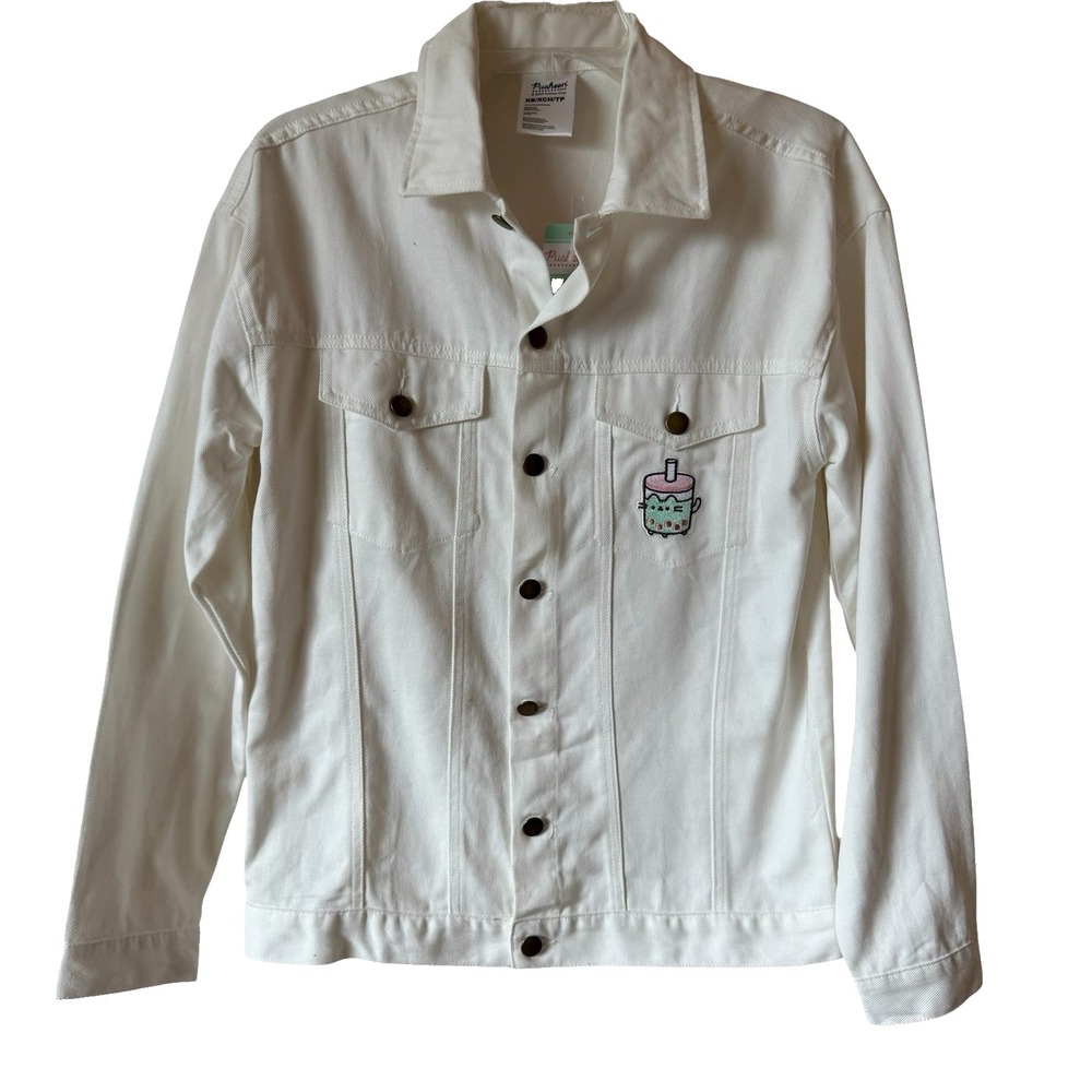 PUSHEEN Denim Jacket NWT Bobasheen Box Exclusive Embroidered White XS